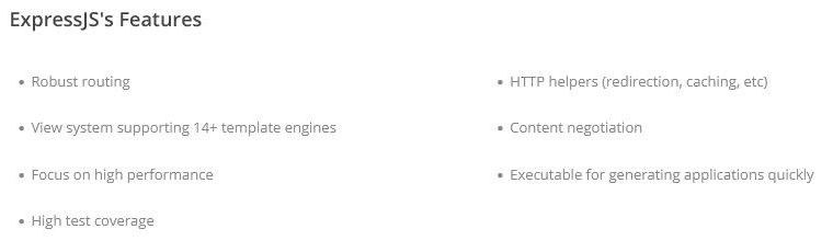 Express JS features